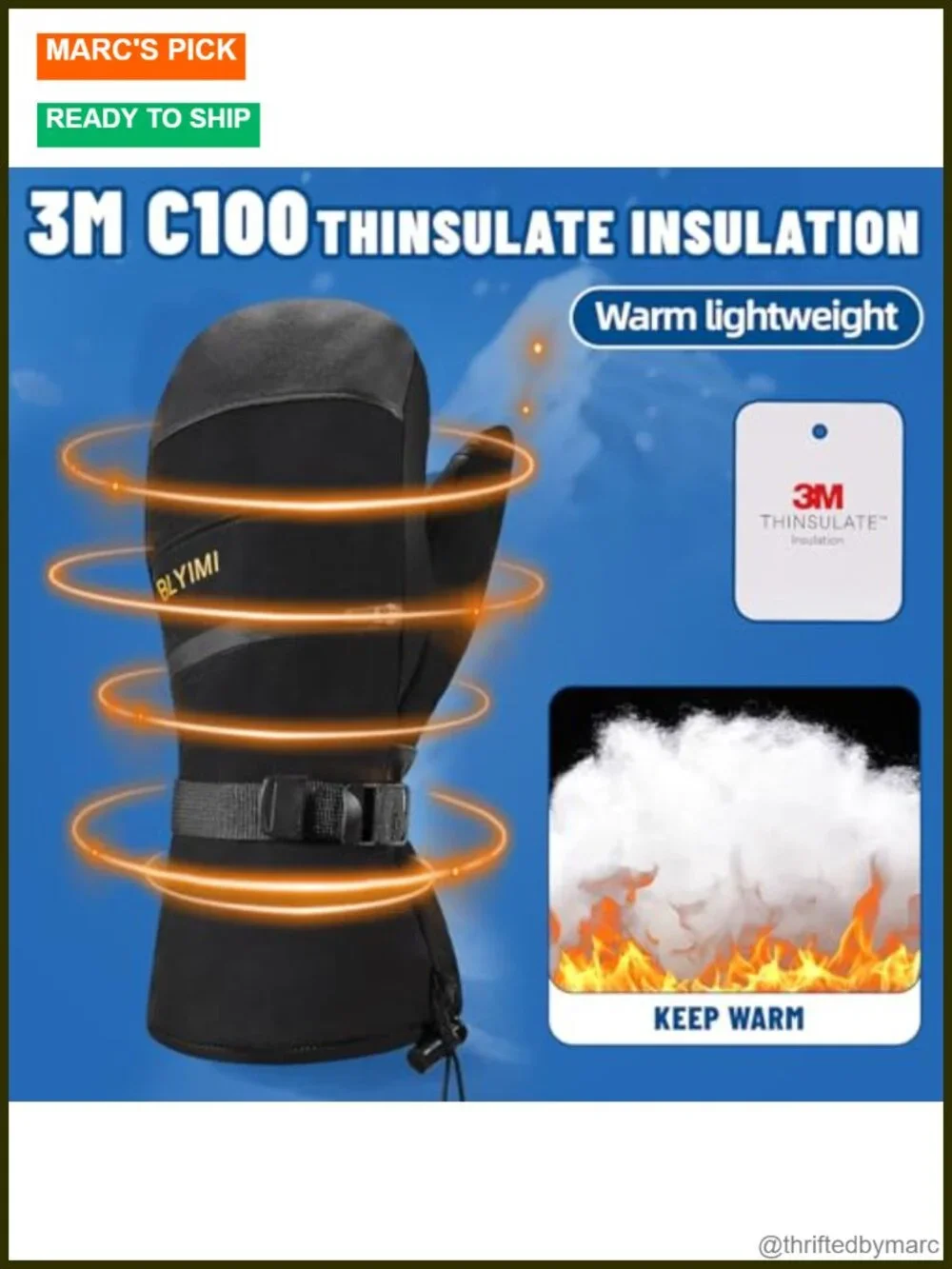 Thermal Insulated Waterproof Ski Mittens with Touchscreen, Unisex